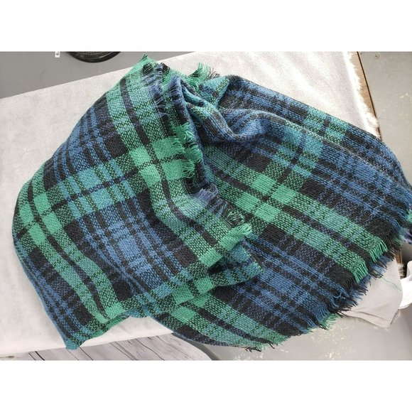 Modality green plaid tartan blanket scarf 48x48 oversized boho - Picture 2 of 10